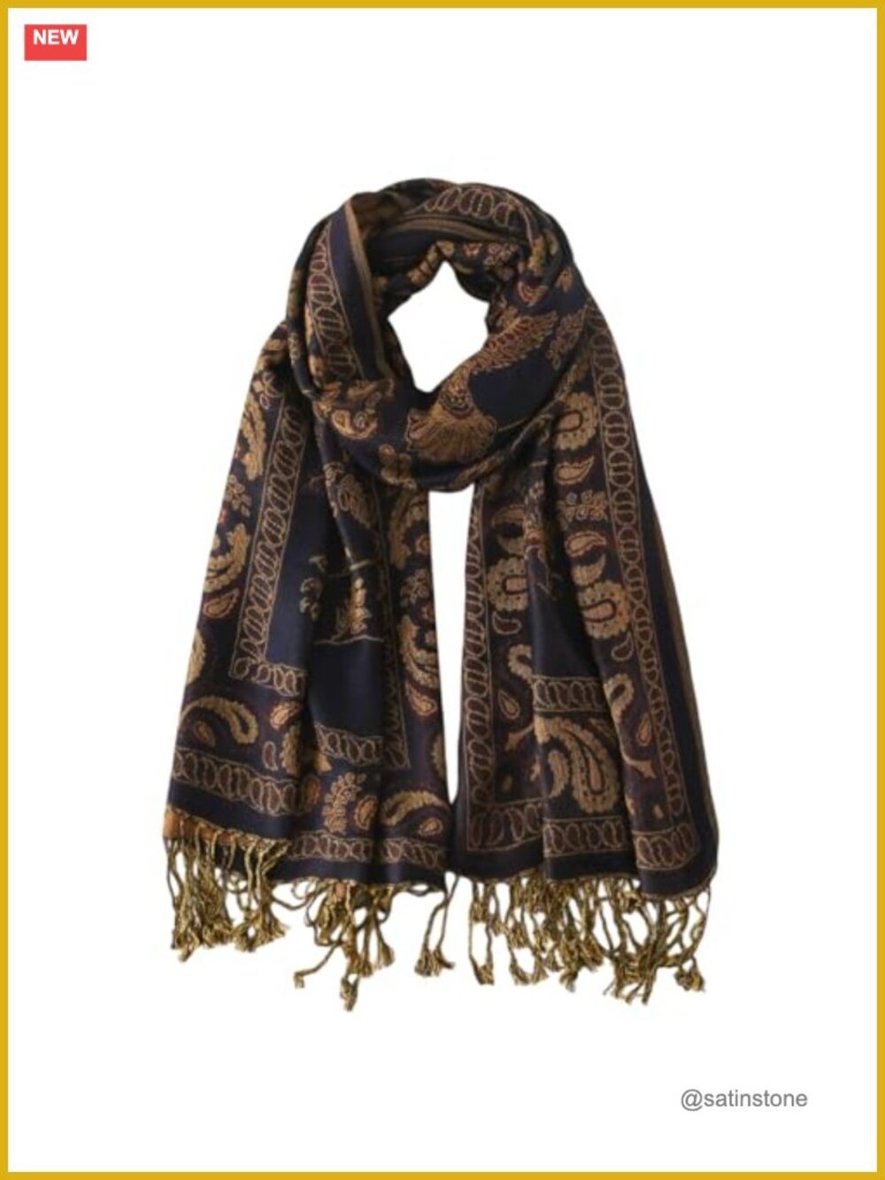 Reversible Paisley Pashmina Scarf Shawl - Soft Silky Wrap for Women